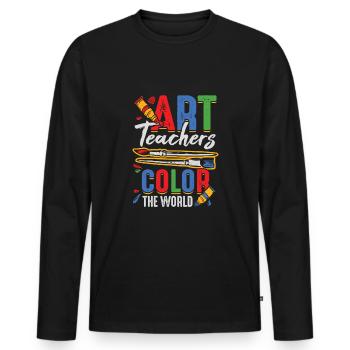Visual Arts Teacher School Art Teacher Gift - Men's Premium Organic Long Sleeve Shirt - black - Front - Nico (187cm)