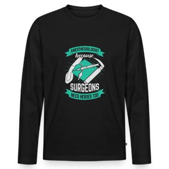 Anästhesist Facharzt Anästhesiologe Geschenk - Männer Premium Bio Langarmshirt - Schwarz - Vorne - Nico (187cm)