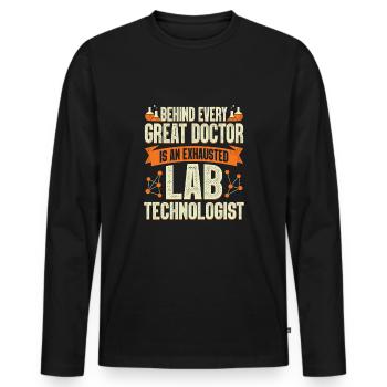 Technicien de laboratoire Profession Assistant de laboratoire Cadeau - T-shirt manches longues Premium bio Homme - noir - Devant - Nico (187cm)