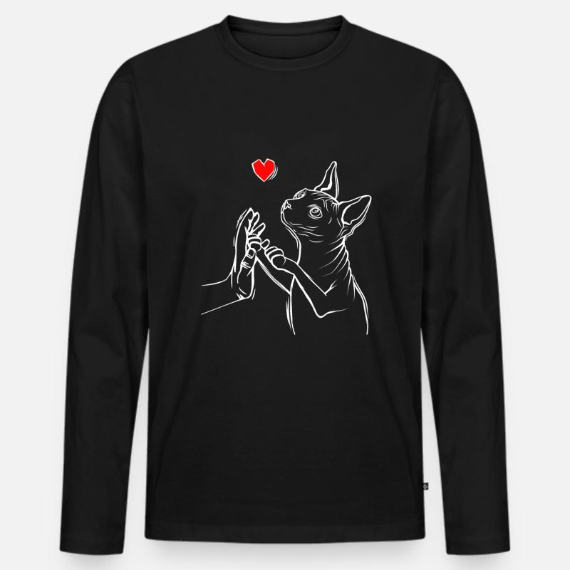 Sphynx Katze Liebe Sphinx Nacktkatze - Männer Premium Bio Langarmshirt - Schwarz
