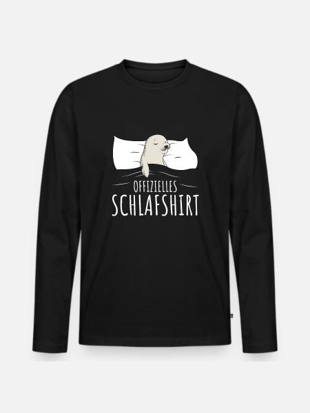 Offizielles Schlafshirt Robbe Schlafen Robben - Männer Premium Bio Langarmshirt - Schwarz