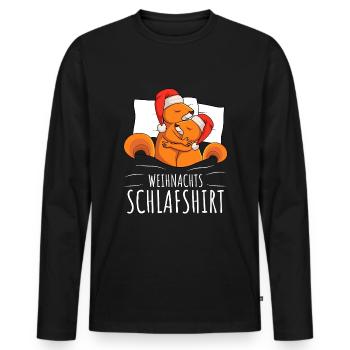 Schlafshirt Eichhörnchen Weihnachten - Männer Premium Bio Langarmshirt - Schwarz - Vorne - Nico (187cm)