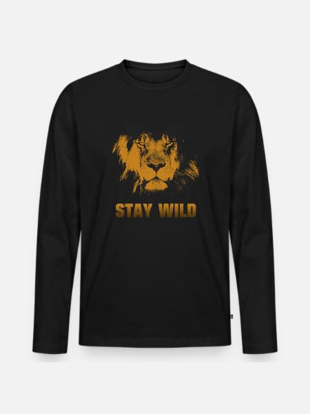 Stay wild. Lion's face - Men's Premium Organic Long Sleeve Shirt - black