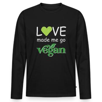Vegan Fleischlos Tierlieb & Veganer - Männer Premium Bio Langarmshirt - Schwarz - Vorne - Nico (187cm)