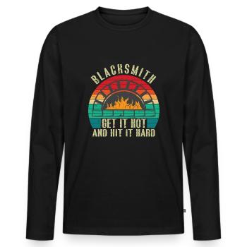 Lustiger Schmied Spruch & Schmieden - Männer Premium Bio Langarmshirt - Schwarz - Vorne - Nico (187cm)