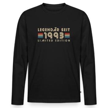 Geboren 1993 Baujahr Retro Geburtstag Geschenk - Männer Premium Bio Langarmshirt - Schwarz - Vorne - Nico (187cm)