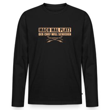 Bogenschütze Mach mal platz Bogenschießen - Männer Premium Bio Langarmshirt - Schwarz - Vorne - Nico (187cm)