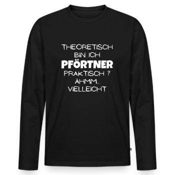 Theoretisch Pförtner - Männer Premium Bio Langarmshirt - Schwarz - Vorne - Nico (187cm)