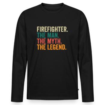 Firefighter The Man The Myth The Legend - Men's Premium Organic Long Sleeve Shirt - black - Front - Nico (187cm)