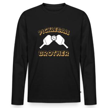Pickleball Brother - Männer Premium Bio Langarmshirt - Schwarz - Vorne - Nico (187cm)