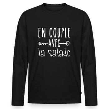 Couples with Salad, Salad Fans Gift - Men's Premium Organic Long Sleeve Shirt - black - Front - Nico (187cm)