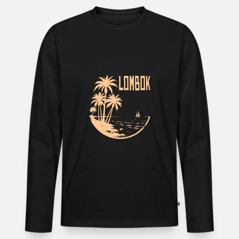 Lombok - Männer Premium Bio Langarmshirt - Schwarz