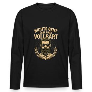 Nichts geht ueber einen Vollbart - Männer Premium Bio Langarmshirt - Schwarz - Vorne - Nico (187cm)