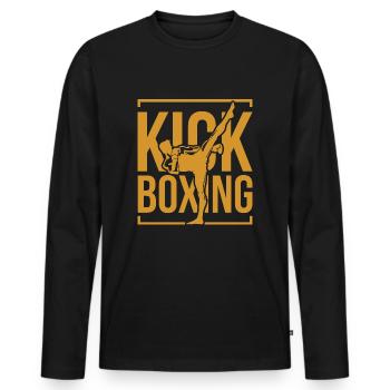 Kickboxing Kick Boxing Arts Martiaux Cadeau de sport - T-shirt manches longues Premium bio Homme - noir - Devant - Nico (187cm)