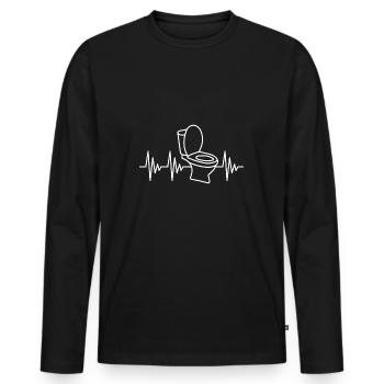 Battement de coeur toilettes toilettes - T-shirt manches longues Premium bio Homme - noir - Devant - Nico (187cm)