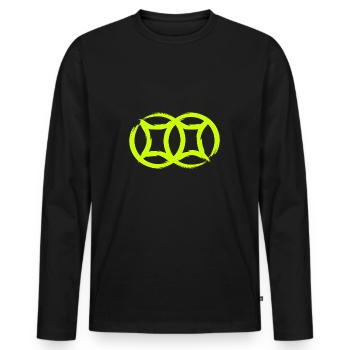 Chinese symbol double coin luck - Men's Premium Organic Long Sleeve Shirt - black - Front - Nico (187cm)
