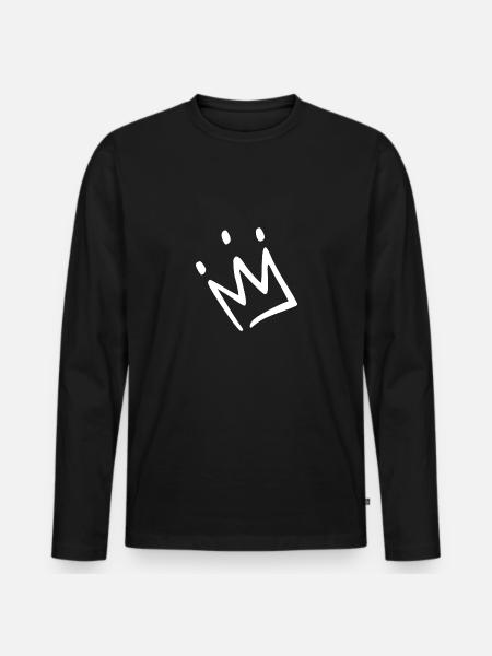Crown white - Men's Premium Organic Long Sleeve Shirt - black