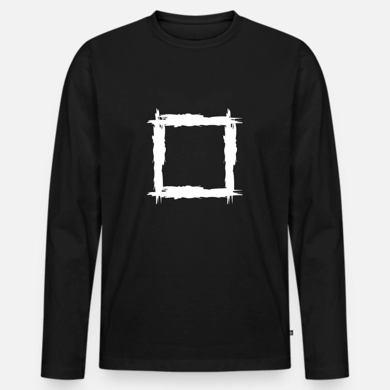 Quadrat weiß - Männer Premium Bio Langarmshirt - Schwarz