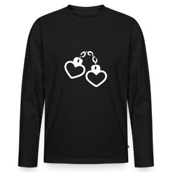 Handcuff heart white - Men's Premium Organic Long Sleeve Shirt - black - Front - Nico (187cm)