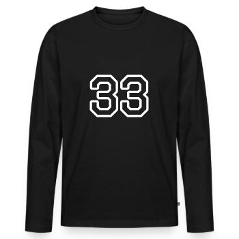 33 - Männer Premium Bio Langarmshirt - Schwarz - Vorne - Nico (187cm)