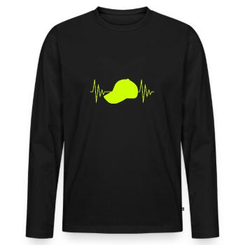 Casquette battement de cœur - T-shirt manches longues Premium bio Homme - noir - Devant - Nico (187cm)