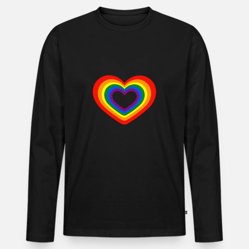 Herz Regenbogen Homosexualität - Männer Premium Bio Langarmshirt - Schwarz