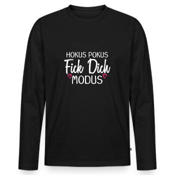 Hokus Pokus Fick dich Modus - Männer Premium Bio Langarmshirt - Schwarz - Vorne - Nico (187cm)