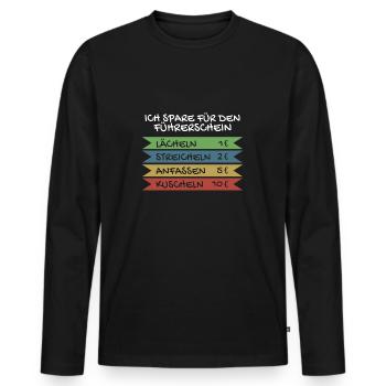 Ich spare für den Führerschein - Männer Premium Bio Langarmshirt - Schwarz - Vorne - Nico (187cm)