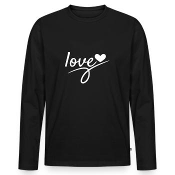 Liebe Valentinstag Romantisch - Männer Premium Bio Langarmshirt - Schwarz - Vorne - Nico (187cm)