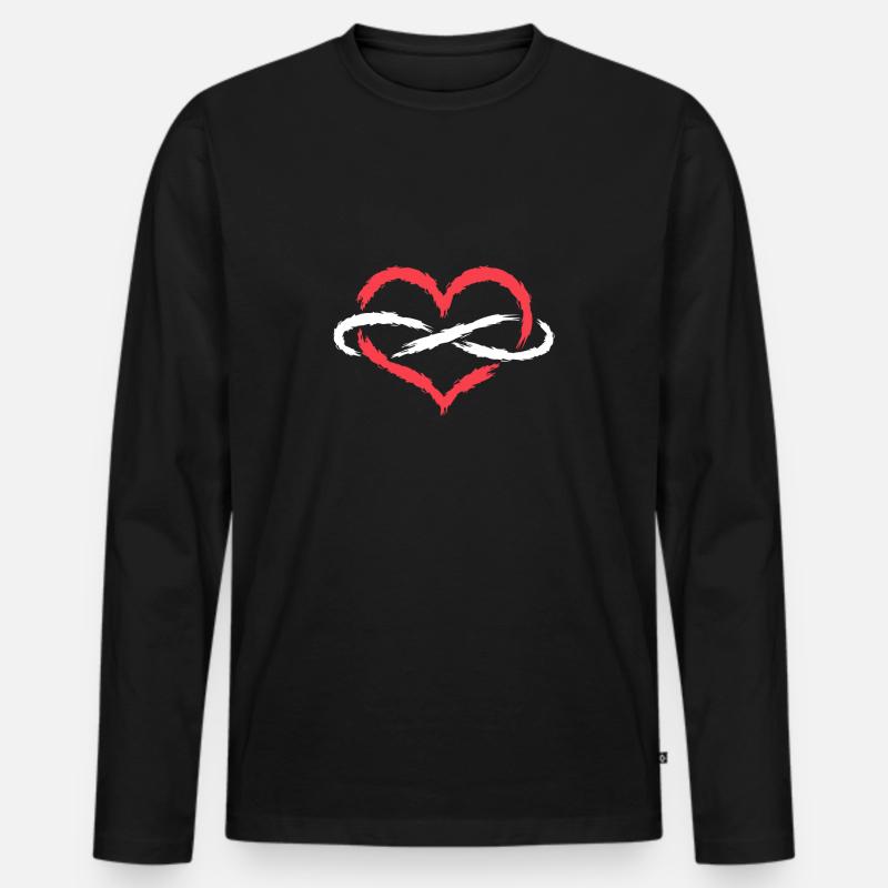 Herz Unendlich Endlos - Männer Premium Bio Langarmshirt - Schwarz
