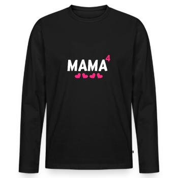 Mama hoch Vier 4 Kinder - Männer Premium Bio Langarmshirt - Schwarz - Vorne - Nico (187cm)