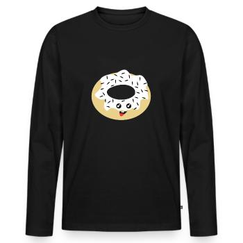 Donut - T-shirt manches longues Premium bio Homme - noir - Devant - Nico (187cm)