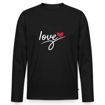 Liebe Valentinstag Romantisch - Männer Premium Bio Langarmshirt - Schwarz - Vorne - Nico (187cm)