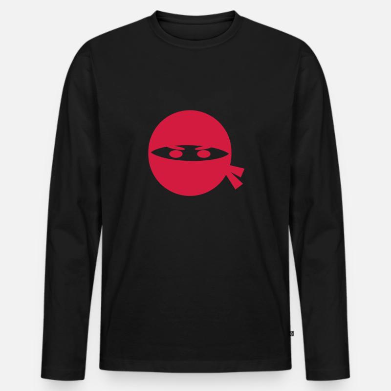 Ninja Kopf - Männer Premium Bio Langarmshirt - Schwarz