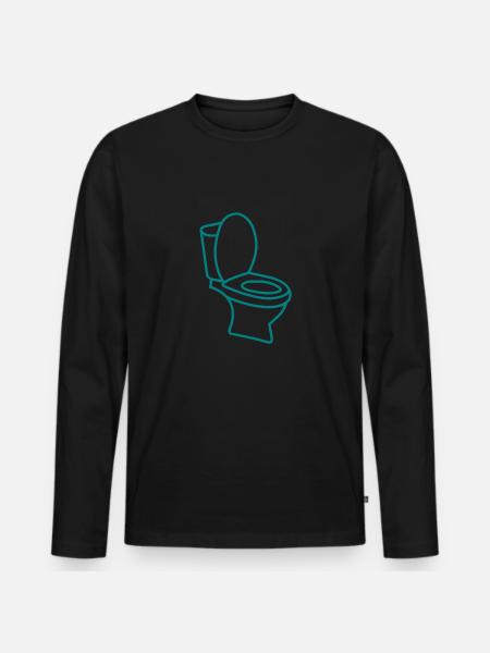 Klo WC Toilette - Männer Premium Bio Langarmshirt - Schwarz