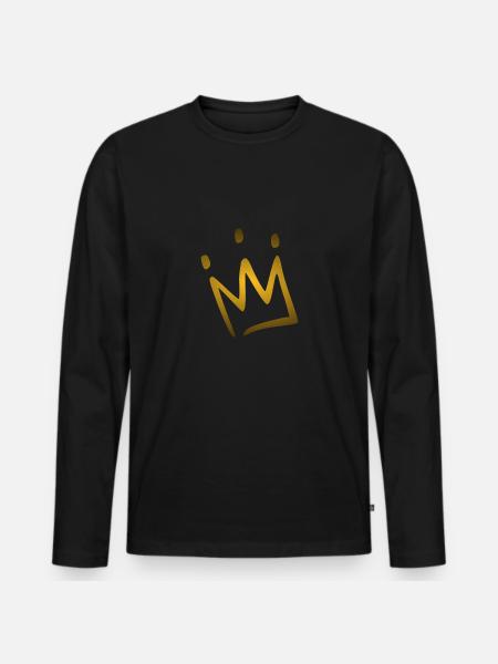 Krone - Männer Premium Bio Langarmshirt - Schwarz