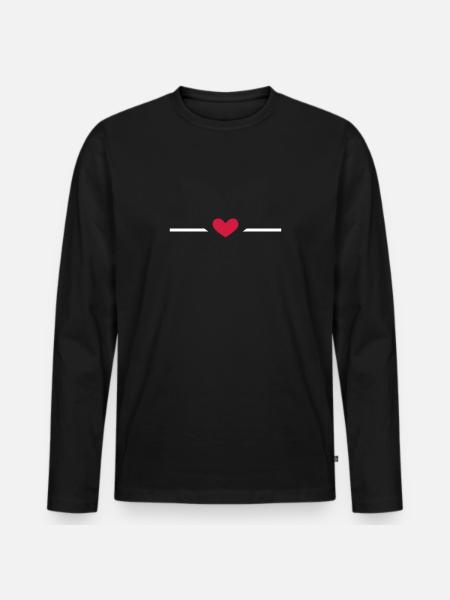Line heart - Men's Premium Organic Long Sleeve Shirt - black