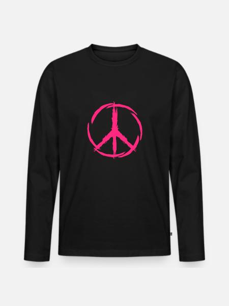 Peace symbol pink peace freedom - Men's Premium Organic Long Sleeve Shirt - black