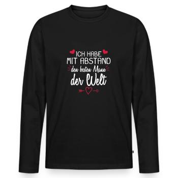 Ich habe mit Abstand den besten Mann der Welt - Männer Premium Bio Langarmshirt - Schwarz - Vorne - Nico (187cm)