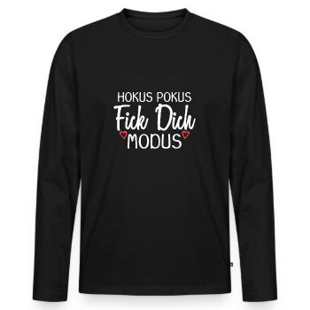 Hokus Pokus Fick dich Modus - Männer Premium Bio Langarmshirt - Schwarz - Vorne - Nico (187cm)