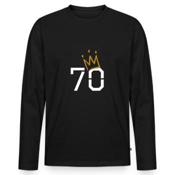 70th Birthday - Men's Premium Organic Long Sleeve Shirt - black - Front - Nico (187cm)