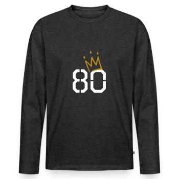 80. Geburtstag - Männer Premium Bio Langarmshirt - Anthrazit meliert - Vorne - Nico (187cm)
