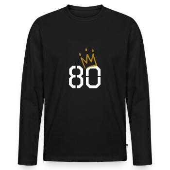 80e anniversaire - T-shirt manches longues Premium bio Homme - noir - Devant - Nico (187cm)