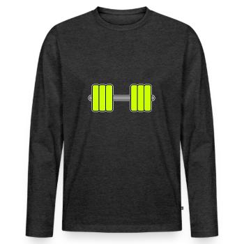 Dumbbell Yellow - Men's Premium Organic Long Sleeve Shirt - heather anthracite - Front - Nico (187cm)