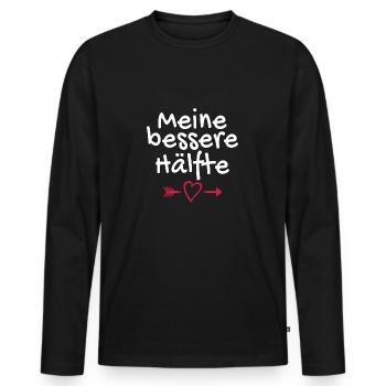 Valentinstag Partnershirt Meine bessere Hälfte - Männer Premium Bio Langarmshirt - Schwarz - Vorne - Nico (187cm)