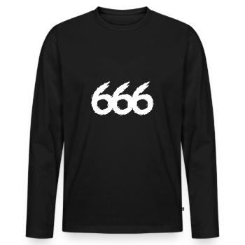 666 number symbol - Men's Premium Organic Long Sleeve Shirt - black - Front - Nico (187cm)