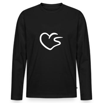 Lettre initiale du coeur S - T-shirt manches longues Premium bio Homme - noir - Devant - Nico (187cm)