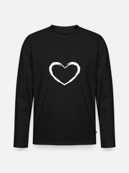 Herz Symbol Liebe - Männer Premium Bio Langarmshirt - Schwarz