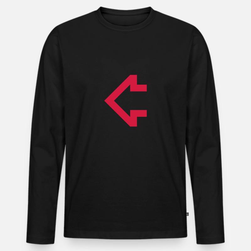 Pfeil nach links Rot - Männer Premium Bio Langarmshirt - Schwarz