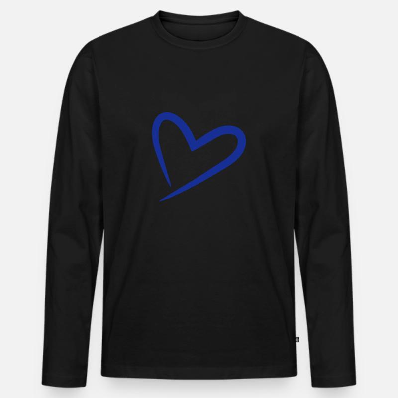 Herz Symbol Blau - Männer Premium Bio Langarmshirt - Schwarz